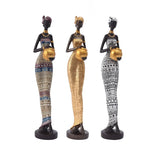 statues décoratives résine noir doré moderne ethnique motifs géométriques base plate