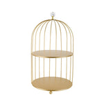 étagère double niveau or rangement cosmétiques parfums cage oiseau pieds dorés