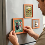 cadre magnétique bois orange motif animaux paysages artistique décoration mur