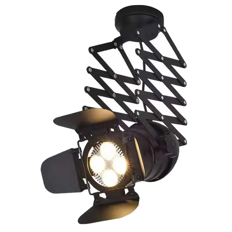 Spot lumineux moderne industriel noir structure zigzag fixation ampoule diffuseur plaque protection