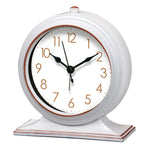 horloge vintage marron foncé cadran blanc aiguilles métalliques alarme quartz rechargeable brillant chambre salon