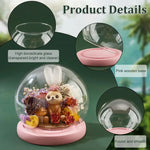 boule neige transparente moderne ours peluche fleurs séchées neige artificielle