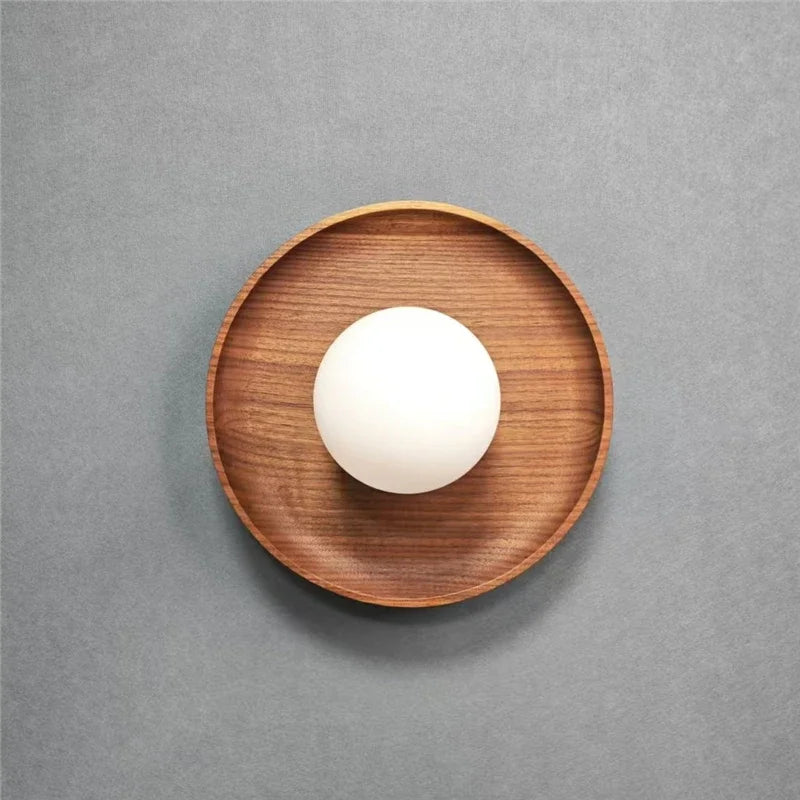 appliques murales modernes lampes bois décoratives éclairage quotidien scandinave sphère blanche minimaliste