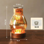lampe poser moderne transparent base bois brun doré ridées minimalistes
