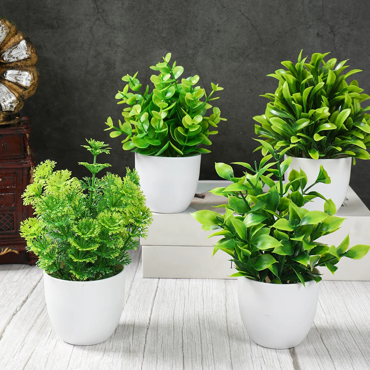 décoration intérieure moderne plante artificielle vert feuilles uniformes pot anniversaire mariage baby shower
