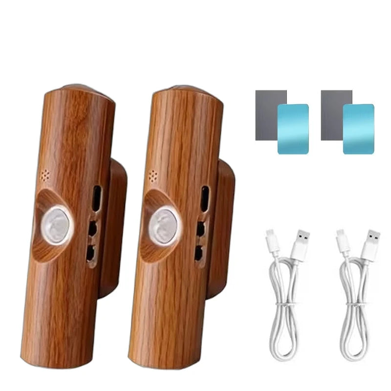 lampe murale led moderne minimaliste blanc bois naturel noir aimantée câbles usb rechargeable
