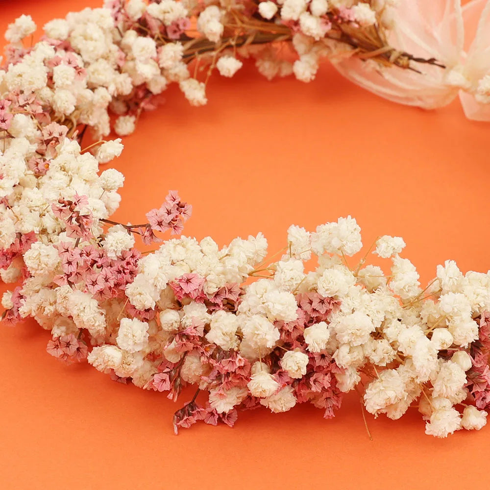 couronne fleurs séchées rose blanche romantique décoration intérieure mariage anniversaire baby shower