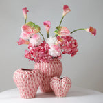 vase céramique moderne rouge rose fraises relief decoration maison creative fruit