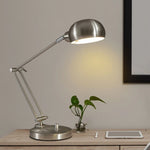lampe moderne argentée base solide éclairage économie d'énergie chambre coucher pliable rechargeable certifiée