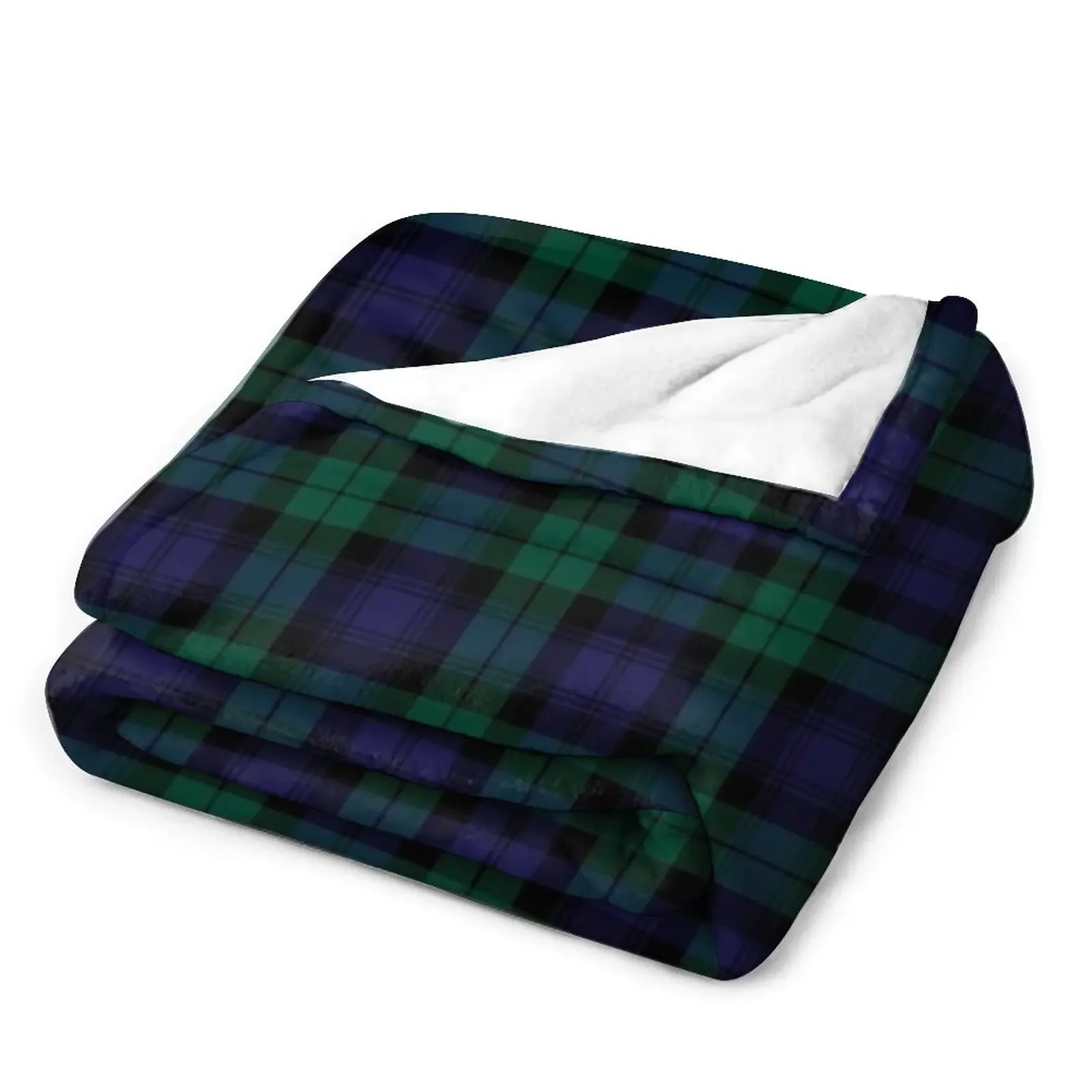 Couverture tartan bleu vert détail motif