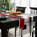 chaise table lin géométrique rouge noir gris moderne minimaliste decoration abstraite opaque