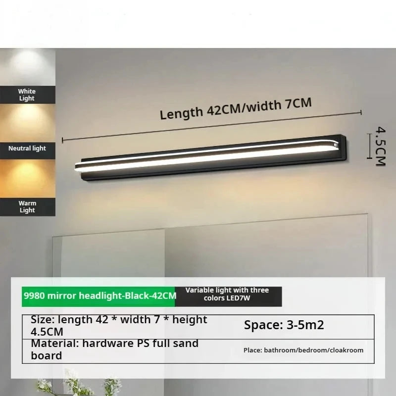 éclairage mural moderne minimaliste led noir argenté fixé mur sans perçage chambre cuisine étude