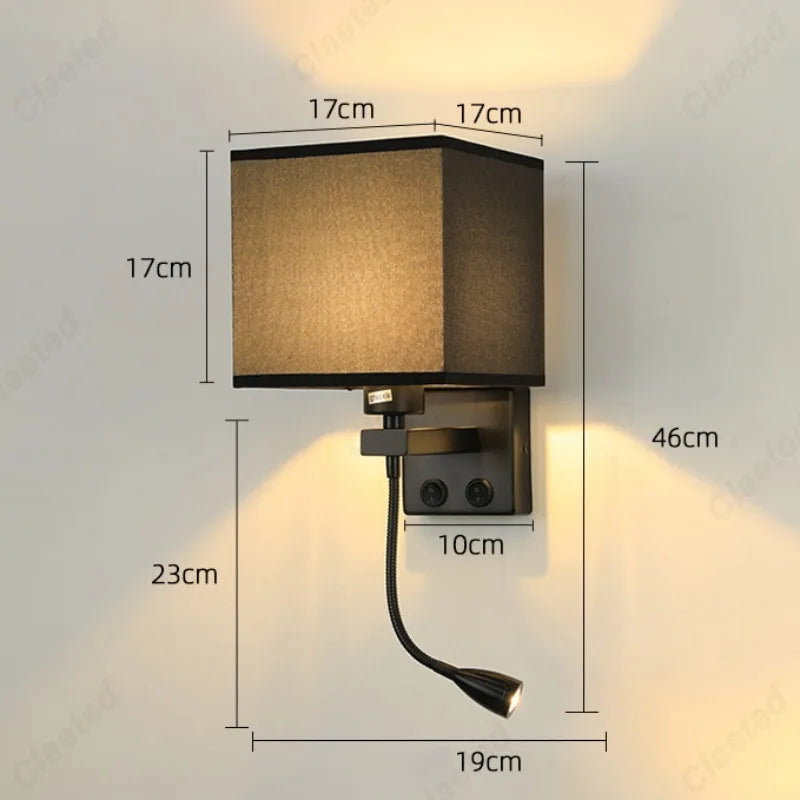 lampe murale led noir beige moderne interrupteur recharge usb angle réglable chambre cuisine