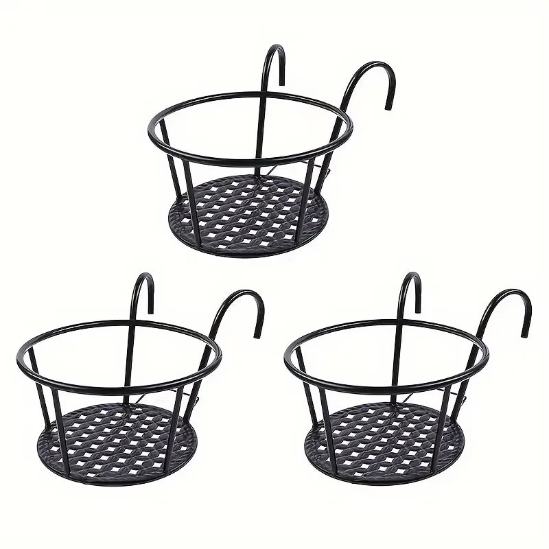 supports pots fleurs suspendus métal motif ajouré décoratifs balcon porcheextérieur