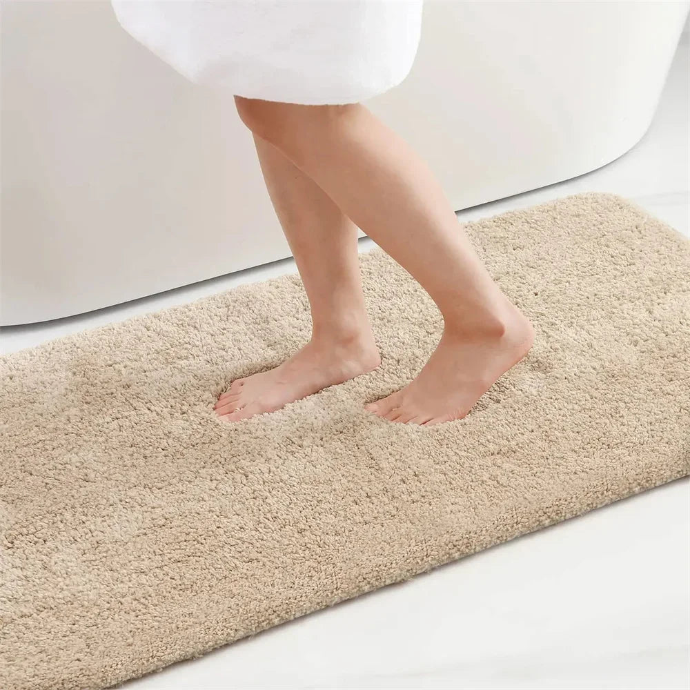 tapis bain doux moelleux moderne antidérapant absorbant salle bain maison gris beige