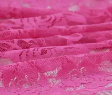 tissu dentelle élastique fleurs roses spandex nylon largeur 150cm opaque traditionnel écologique