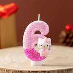 bougies numériques forme chiffres rose pailletées décoratives enfantine hello kitty argentées festive