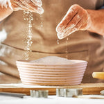 panier pain tissu rayures horizontales classique couverture beige levée pain maison