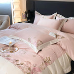 Ensemble literie 4 pièces coton égyptien rose