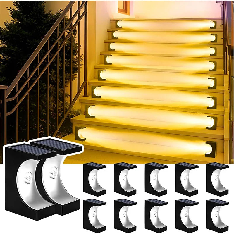 lampe solaire ip65 led moderne autoinstallation adhésif noir argentéextérieur escalier jardin