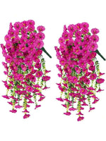 décoration intérieure moderne bouquet suspendu fleurs artificielles rose violet vert feuilles