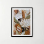 toile d'art abstraite fleurs feuilles moderne minimaliste beige marron blanc vert sans cadre