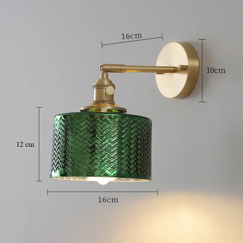 lampe murale or transparent moderne interrupteur rayures horizontales verre chambre cuisine étude