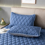taies d'oreiller patchwork polyester 300 fils bleu blanc rose modernes 2pc