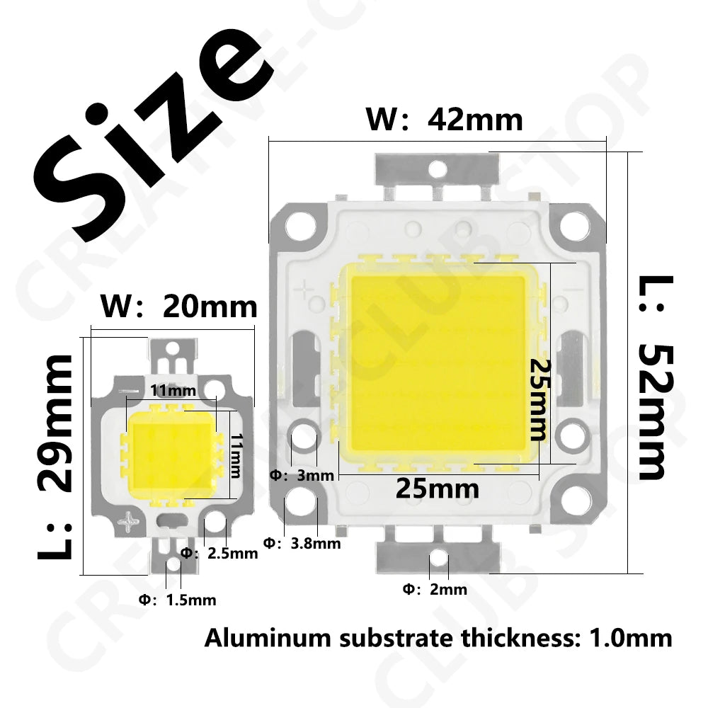 LED COB Chip carré blanc jaune 20W 30W 50W modernes spots publicitéextérieur