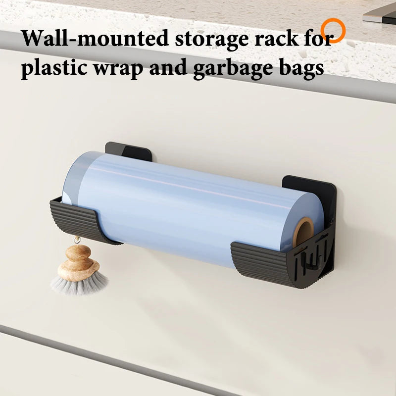 supports rangement mural adhésifs blanc gris moderne film plastique sacs poubelles cuisine