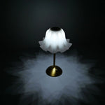 veilleuse fleur lampe table blanc moderne opacité plissé rechargeable couleurs réglables ambiance salon