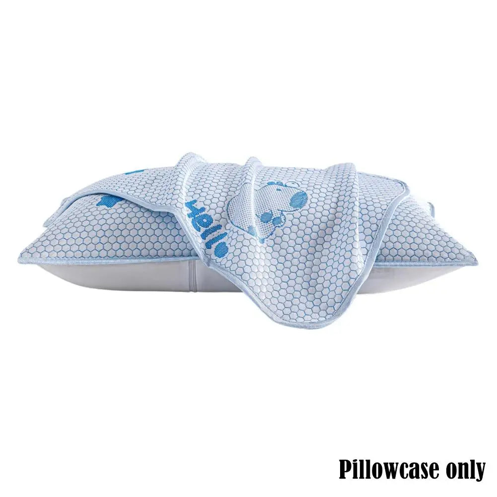 protège oreiller bleu clair broderie 3d motif hexagonal moderne confortable fermeture glissière coton polyester