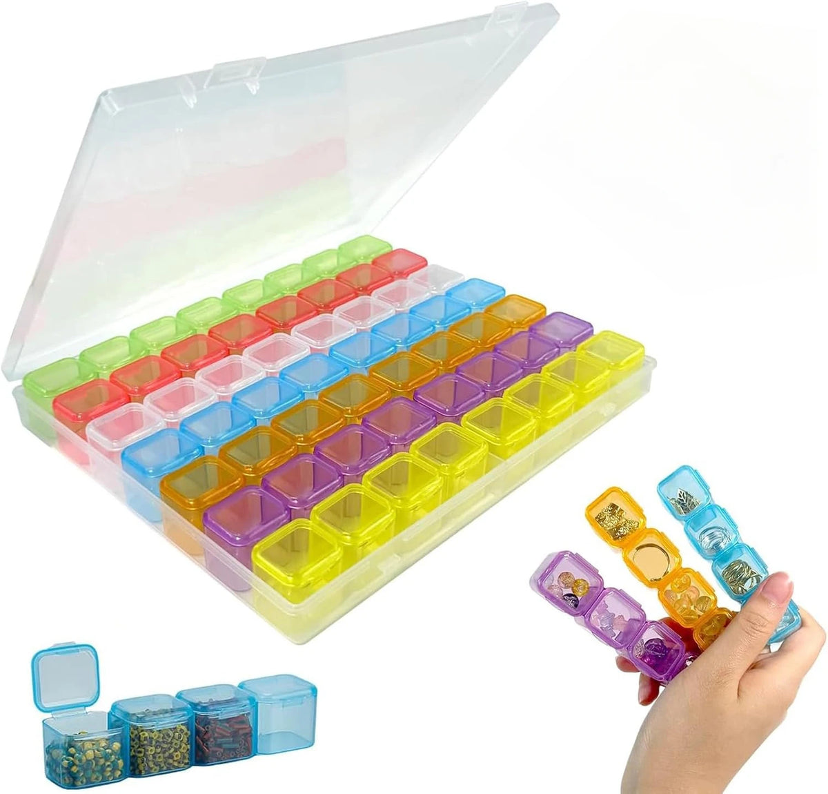 boîte rangement bijoux compartiments multiples transparente couleurs variées clips modernes petit objets organisation protection