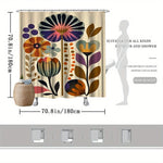 rideau douche floral vintage motifs abstraits couleurs vives polyester moderne 180x180cm anneaux métalliques