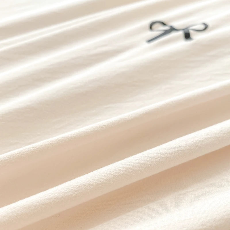 ensemble literie moderne blanc rose nœuds papillon housse couette taies d'oreiller doux polyester serge