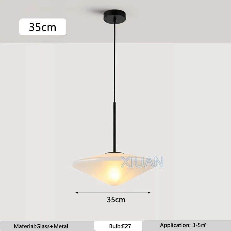 suspension lumineuse moderne minimaliste abat jour verre opaque lumière chaude diamètre 35cm câble chambre