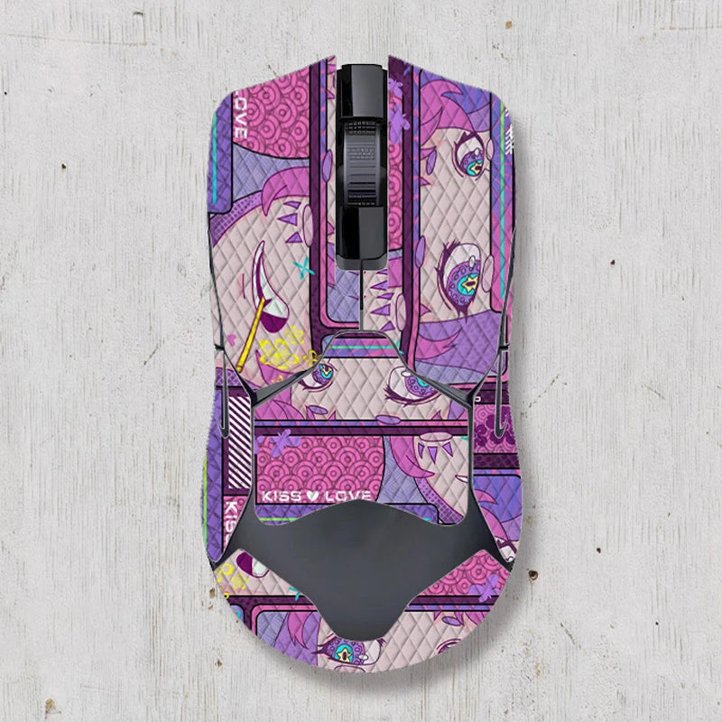 souris gamer antidérapante adhésive caoutchouc graphique moderne noir rouge bleu