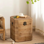 table basse vintage bois vieilli rustique organisation canapé coffre hexagonal aspect industriel