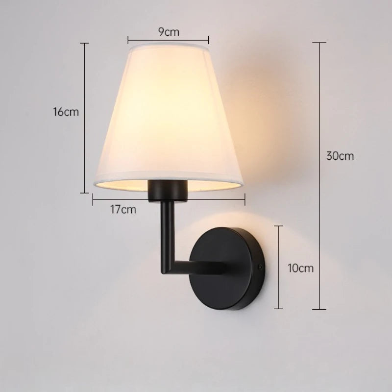 lampe murale moderne dorée tissu beige rétro éclairage led mur fixé wall opaque chambre