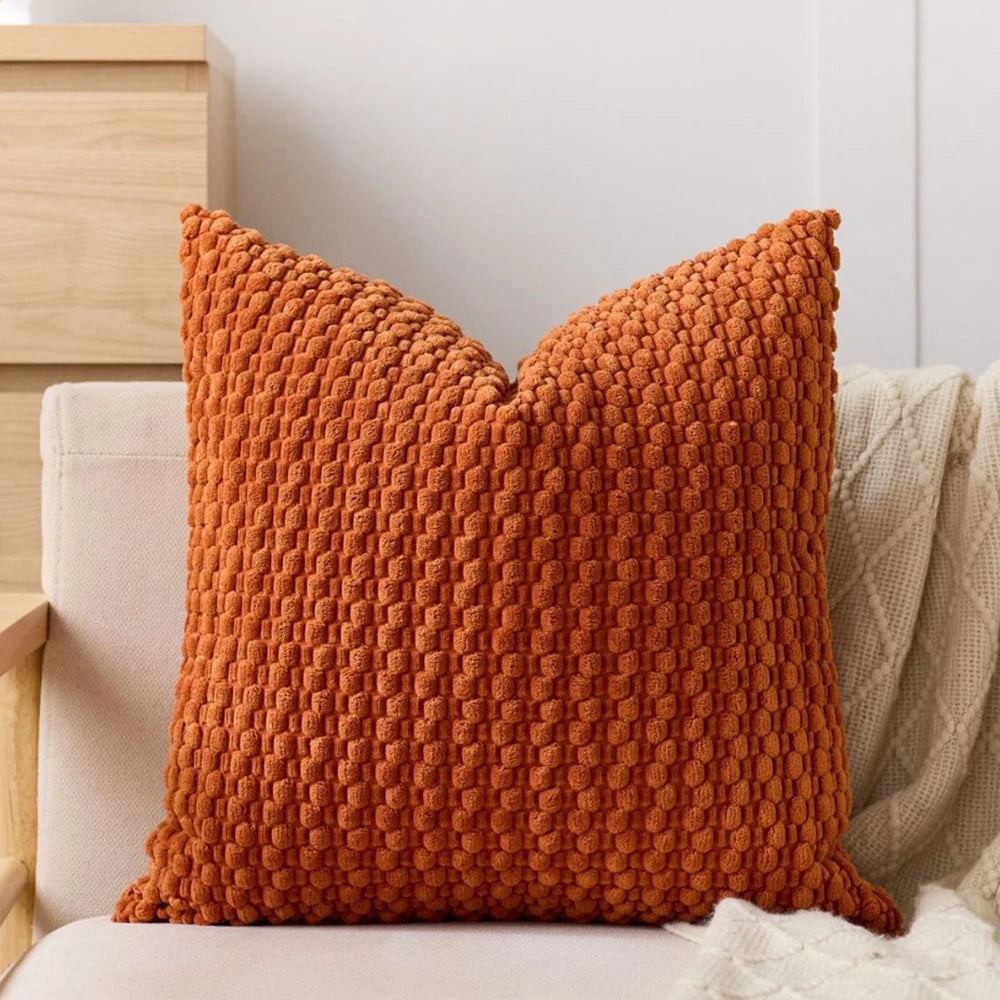 citrouilles noires halloween coussin housse orange fluffy faux duvet zippée soft deco