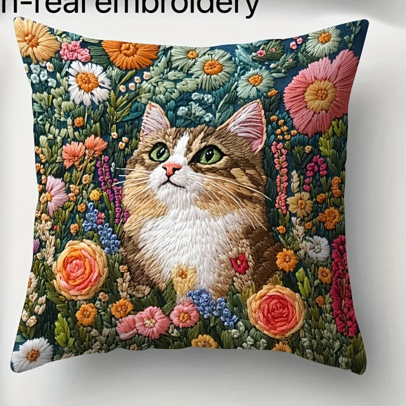housses coussins carrés imprimé floral modernes polyester peacheskin décoration maison lit voiture 45x45cm