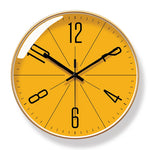 horloge murale moderne quartz facile lecture salon dorée aiguilles noires