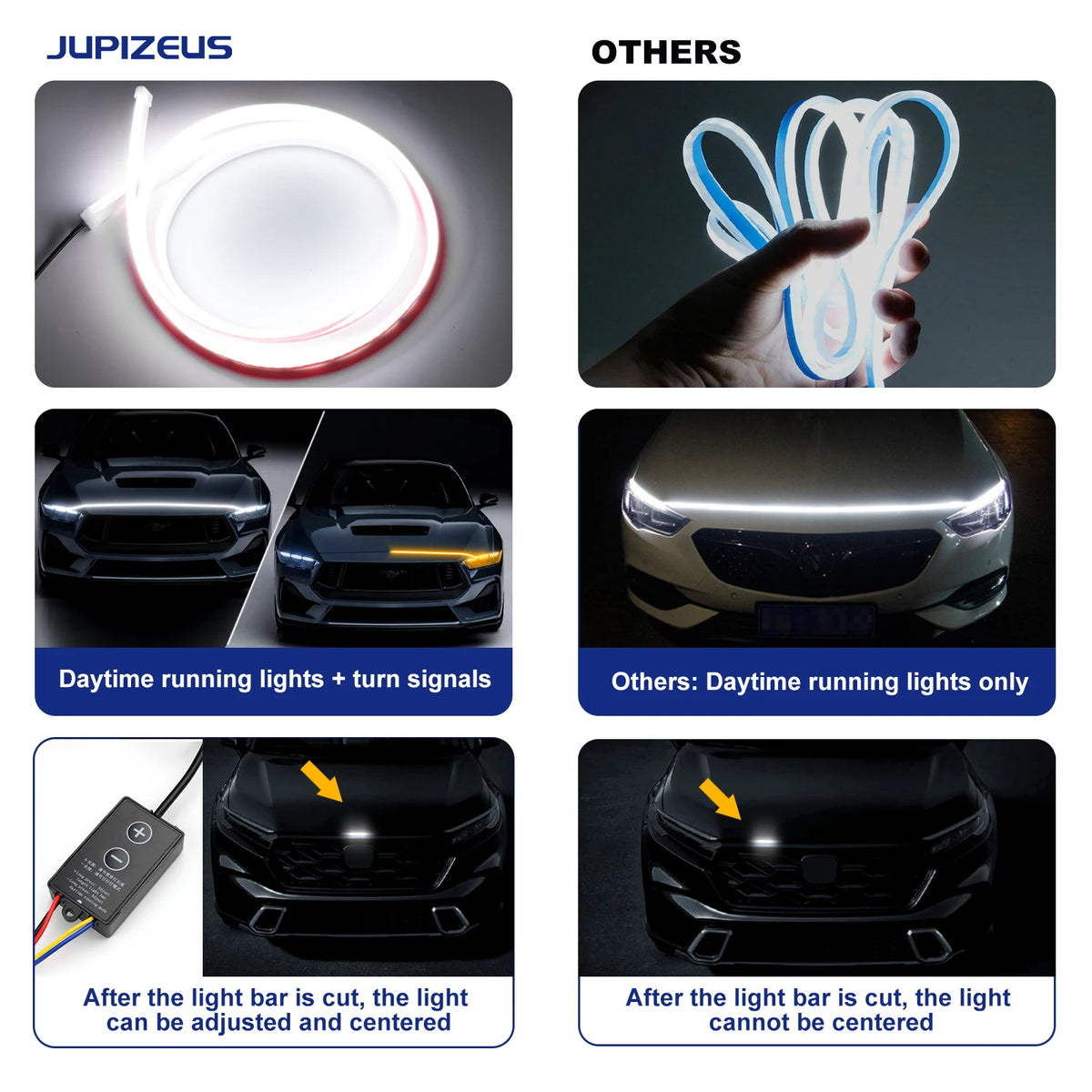 barre lumineuse voiture rouge blanche rayures horizontales adhésif moderne étanche ip66 led clignotante 12v