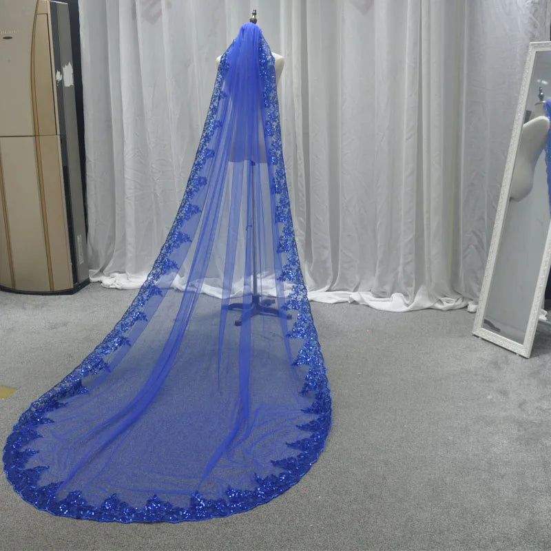 voile mariée classique polyesters sequins dentelle transparente noir rouge vert or blanc femmes