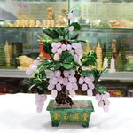 ornement arbre raisin pierre artificiel feuilles vertes grappes roses décoration intérieure salon cave vin