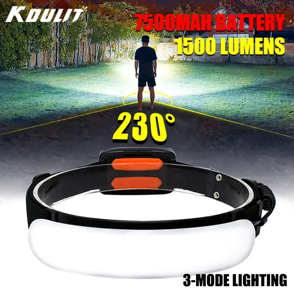 lampe frontale led rechargeable 1500lm noir orange 3modes ipx6 14h usb
