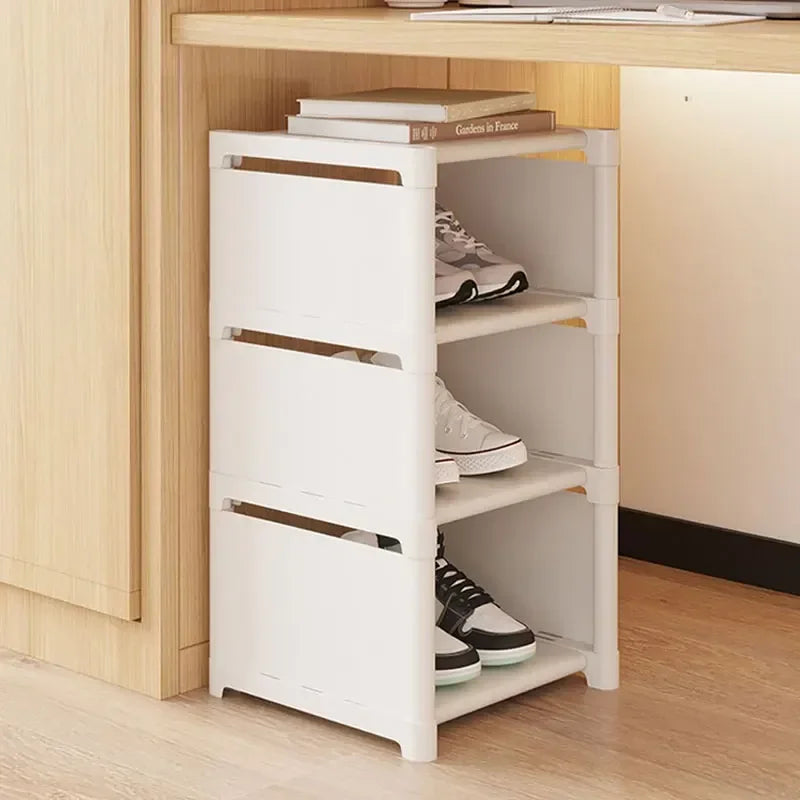 étagère chaussures moderne rangement noir blanc réutilisable simple fixations incluses