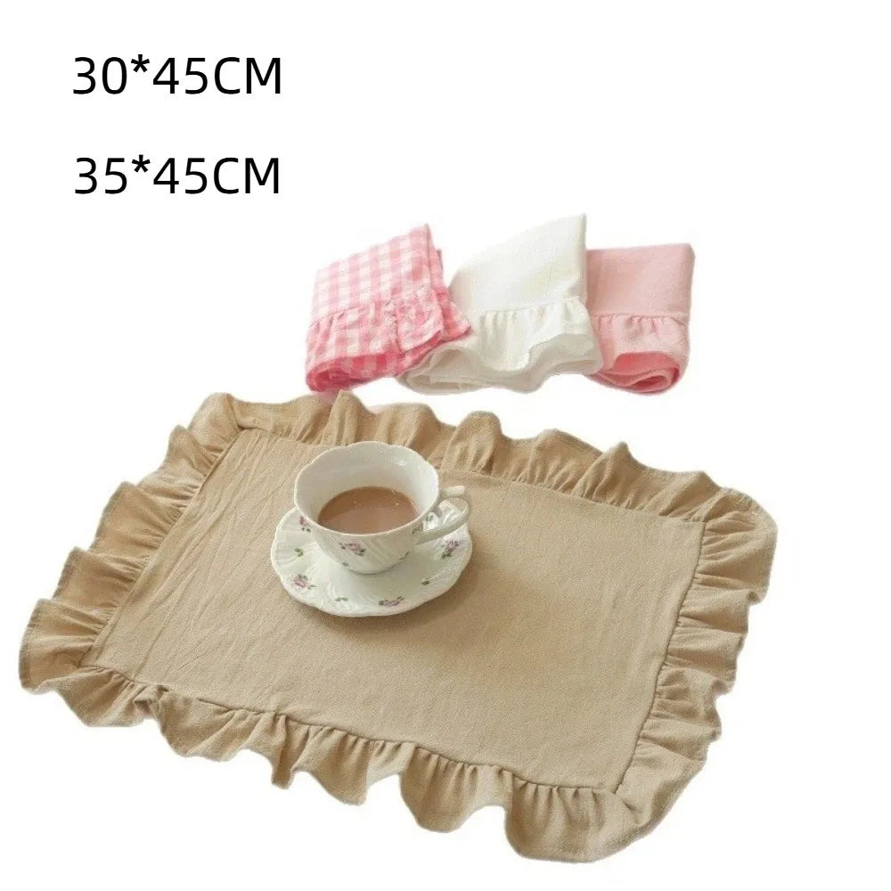 serviettes table classiques coton blanc vert rose jaune beige ruban fini bord rond dimension
