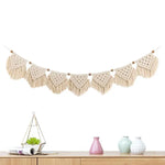 guirlande décorative macramé bohème crème triangles franges suspension bois ethnique