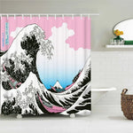 rideau douche imprimé vague japonais ourlet standard polyester opaque moderne tringle respectueux environnement